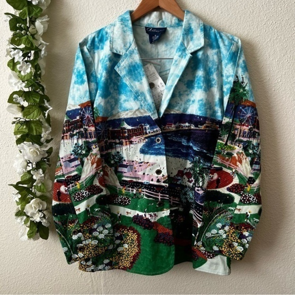 RARE Artscapes 100% Cotton Colorful Scenic Nature Blazer Jacket